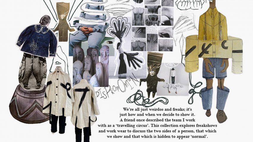 Collage of models and text on white background