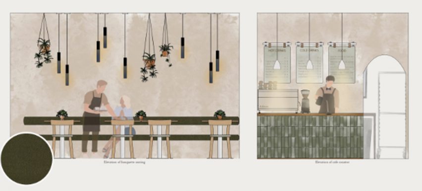 Sectional drawing of dining area