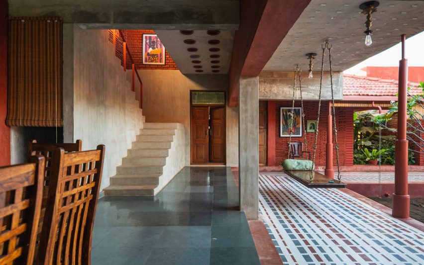 Staircase in Rain Studio house