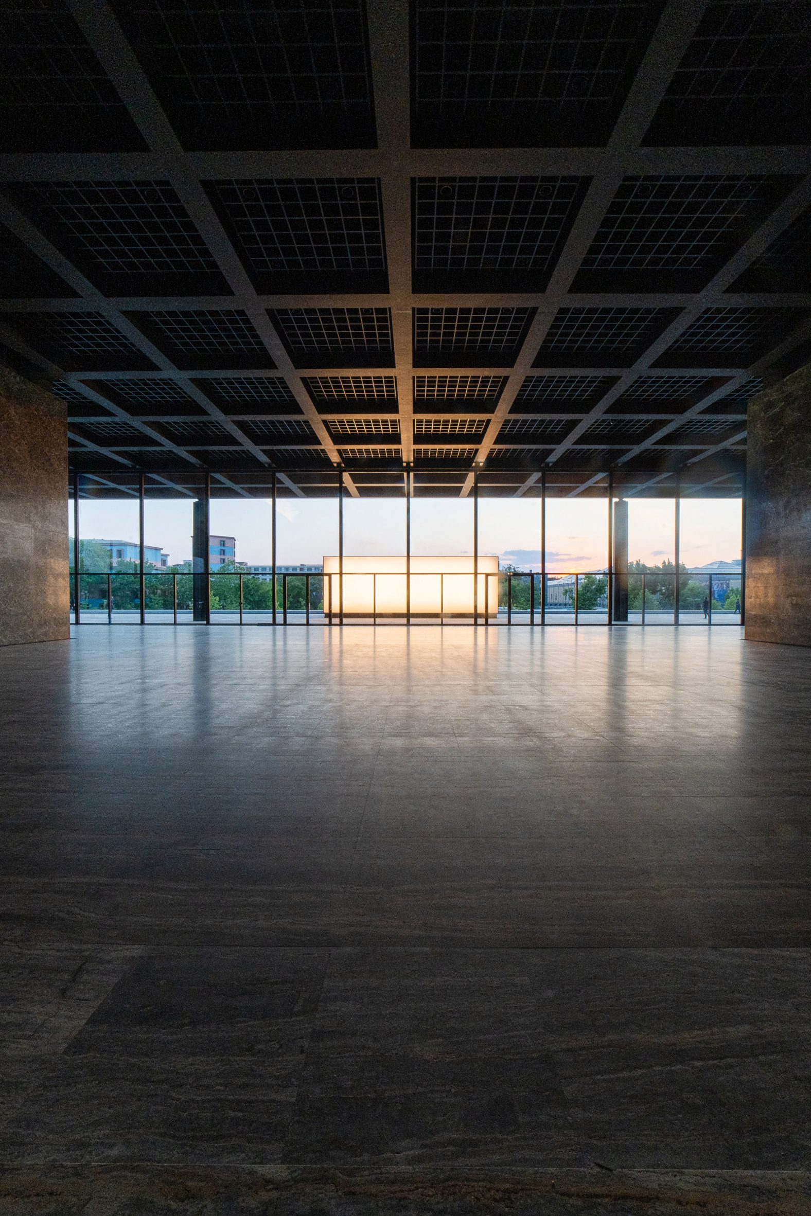 Interior photo of Neue Nationalgalerie by Mies van der Rohe