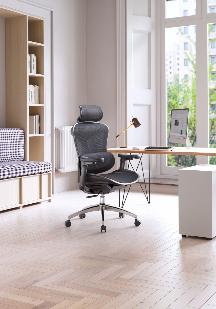 Black office chair in home office