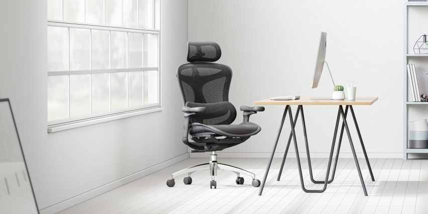 Black office chair in home office