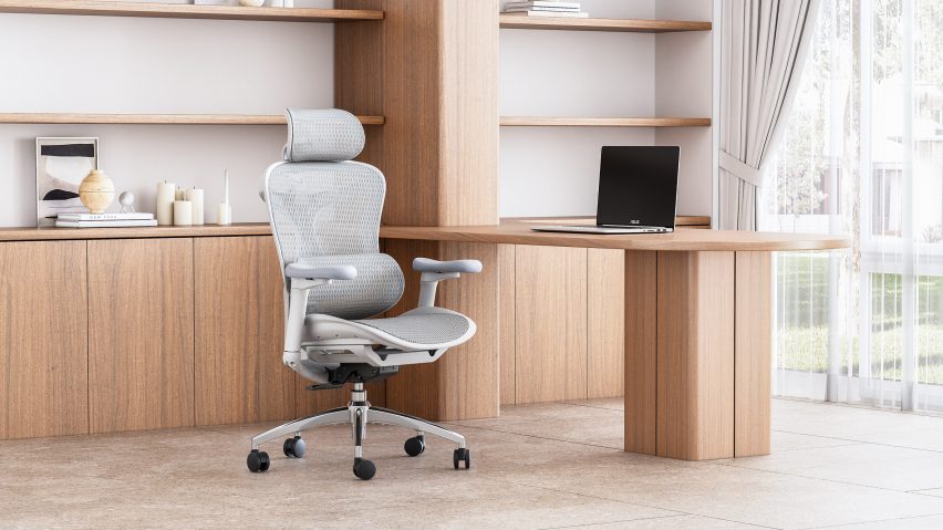 White office chair in home office