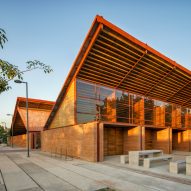 Colectivo C733 tops brick music school with soaring timber roof in Mexico