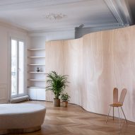 Wood Ribbon apartment by Toledano + Architects in Haussmann-era building