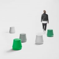 Green and grey stump stools by Derlot