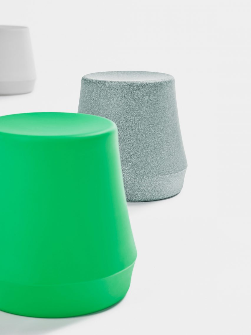 Green and grey Stump stools by Derlot