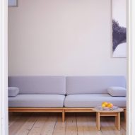 Lilac sofa in Scandi-style interior