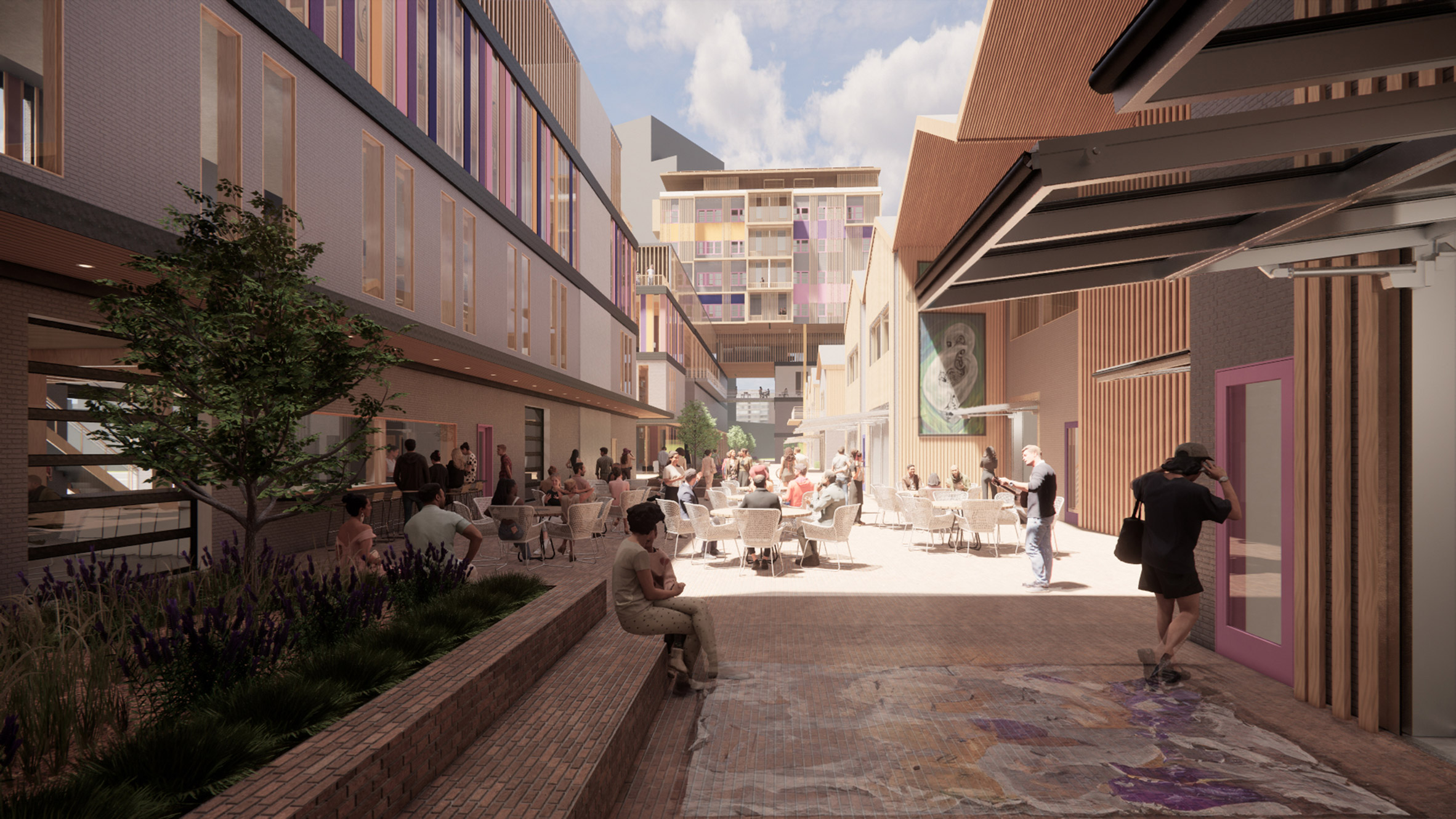 Visualisation showing mixed-use alleyway space