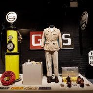 A 1950s-style costume and props as part of the Asteroid City exhibition