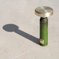 Green lamp made from shell casings