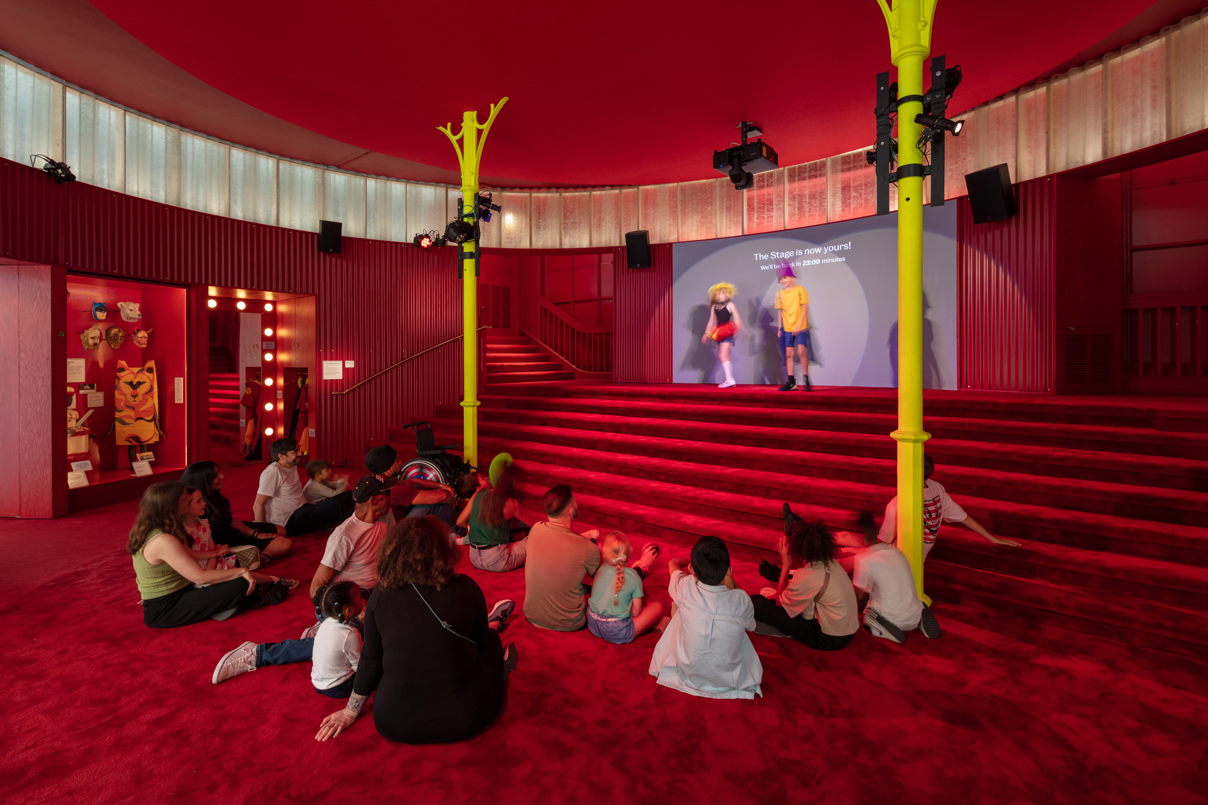 All-red stage and performance area at Young V&A