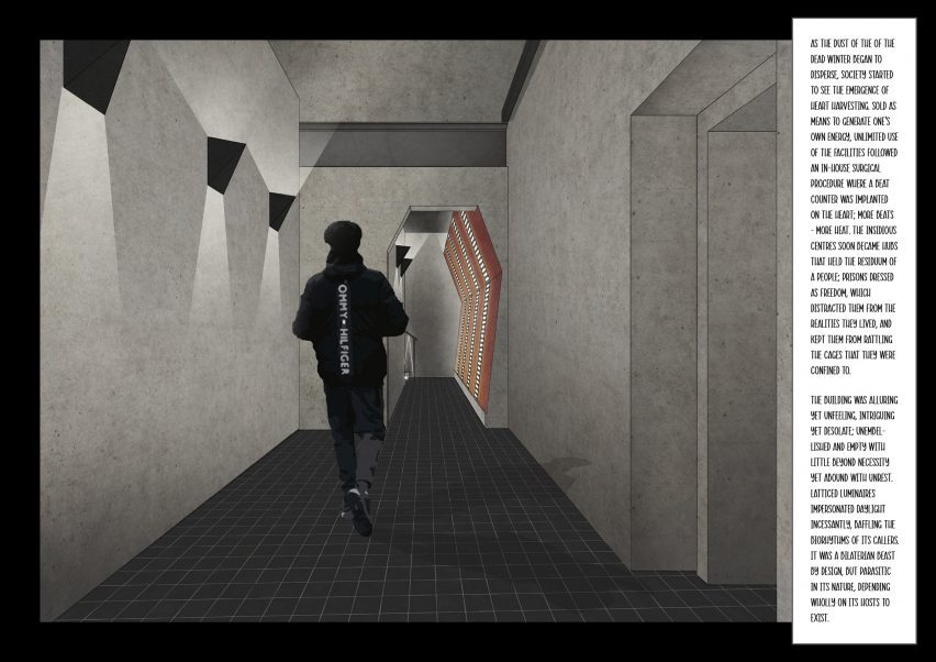 Graphic of person in a hallway