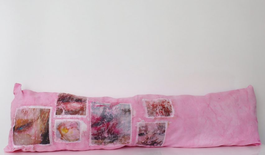 Full-body-sized pillows hand-dyed with thermochromic pigmen