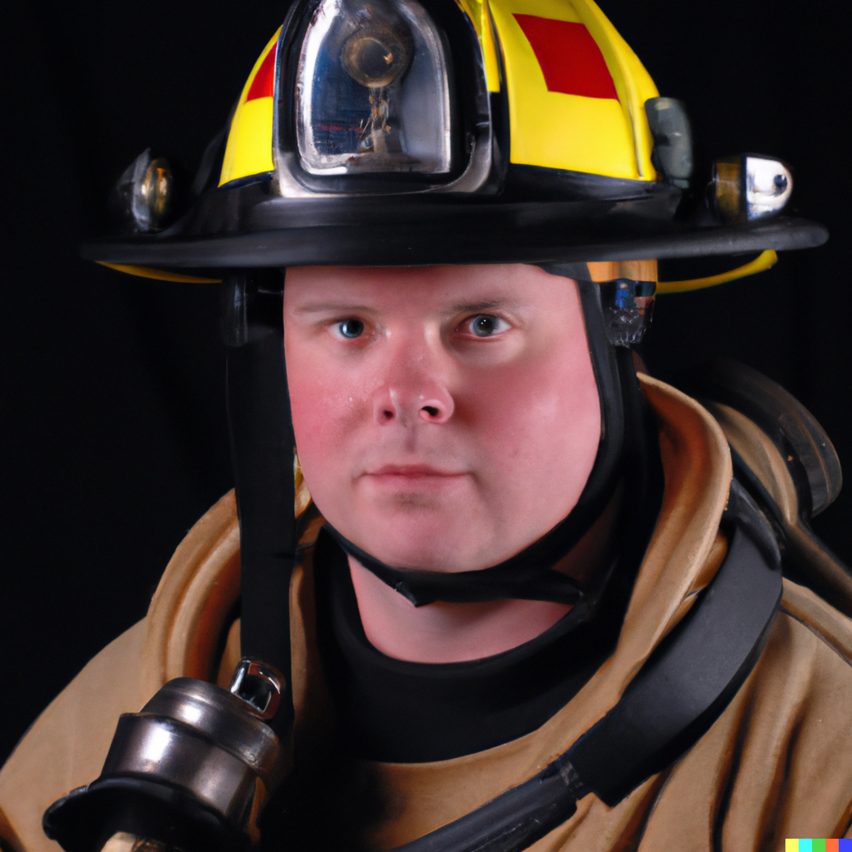 Image of a firefighter as generated by Dall-E