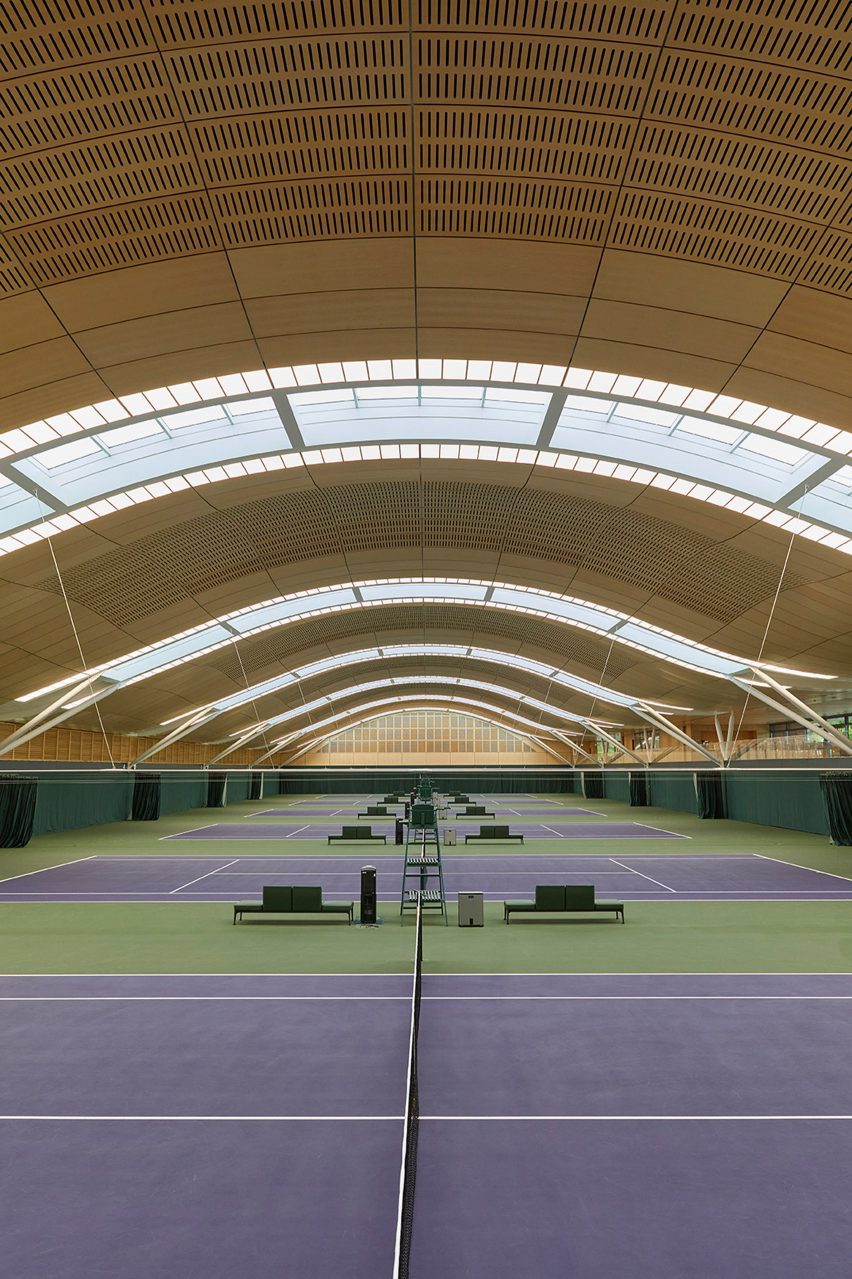 Indoor courts at All England Lawn Tennis Club by Hopkins Architects