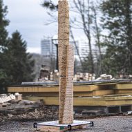 A structural column. made with wood-based casting