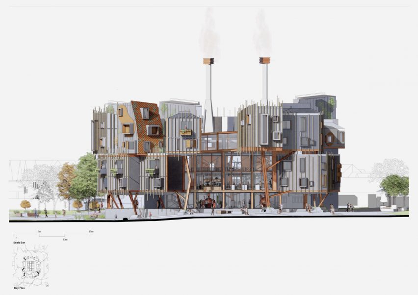 Illustrated elevation drawing of co-housing scheme