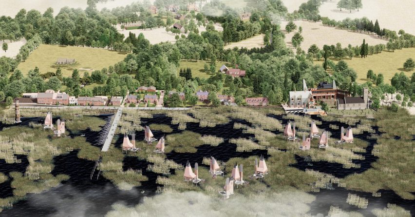 Visualisation of a retrofitted coastal village in England