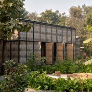 Bamboo screens "weave old and new" for artist's residence in India