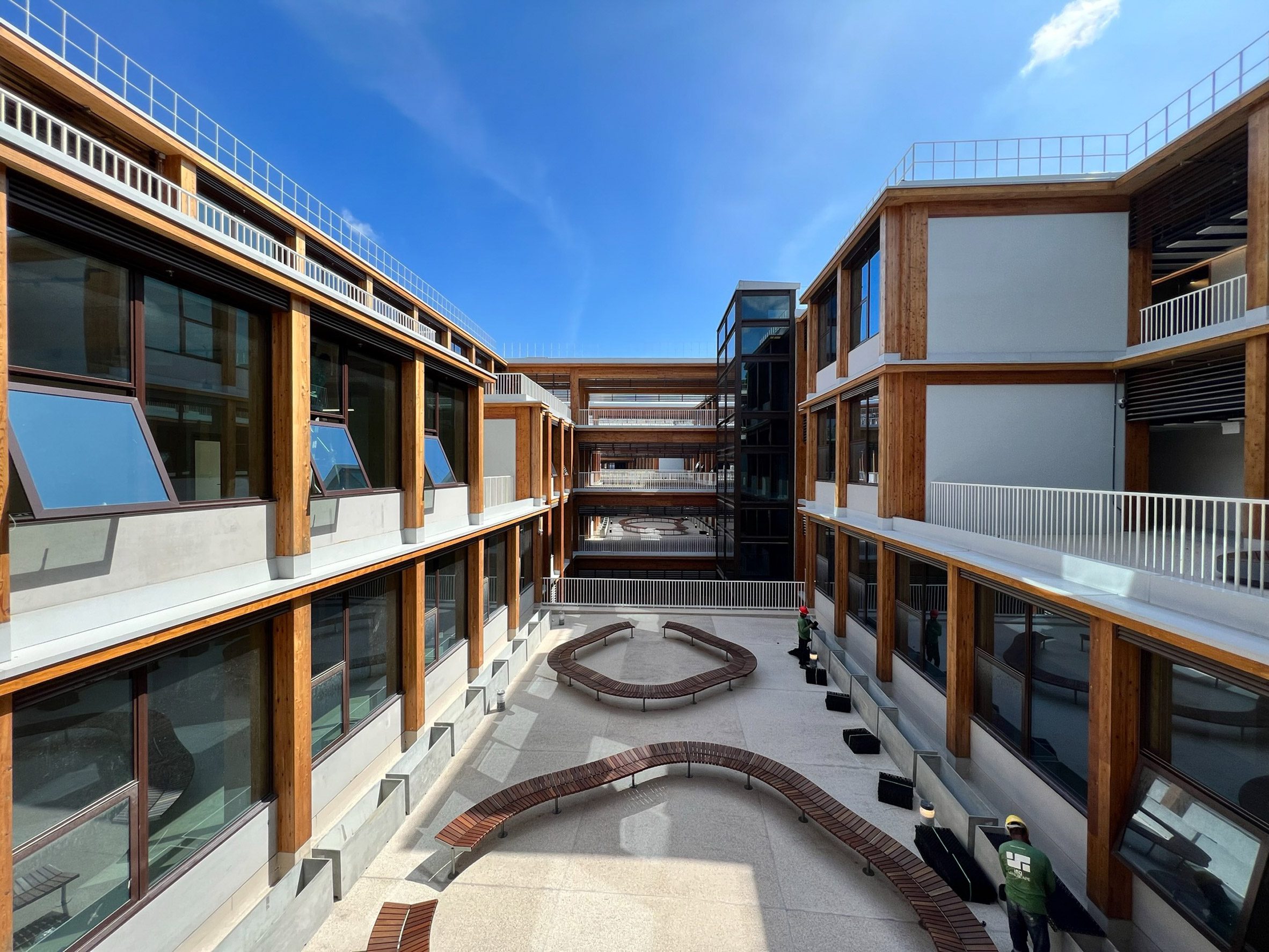 Courtyard of university building by Toyo Ito