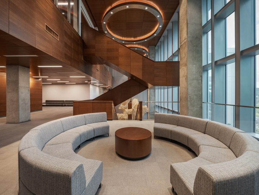 Walnut accents within embassy by Miller Hull