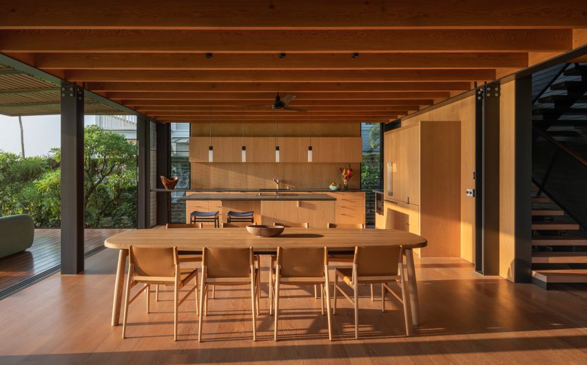 آشپزخانه چوبی در خانه اولسون ،دیگ در هاوایی