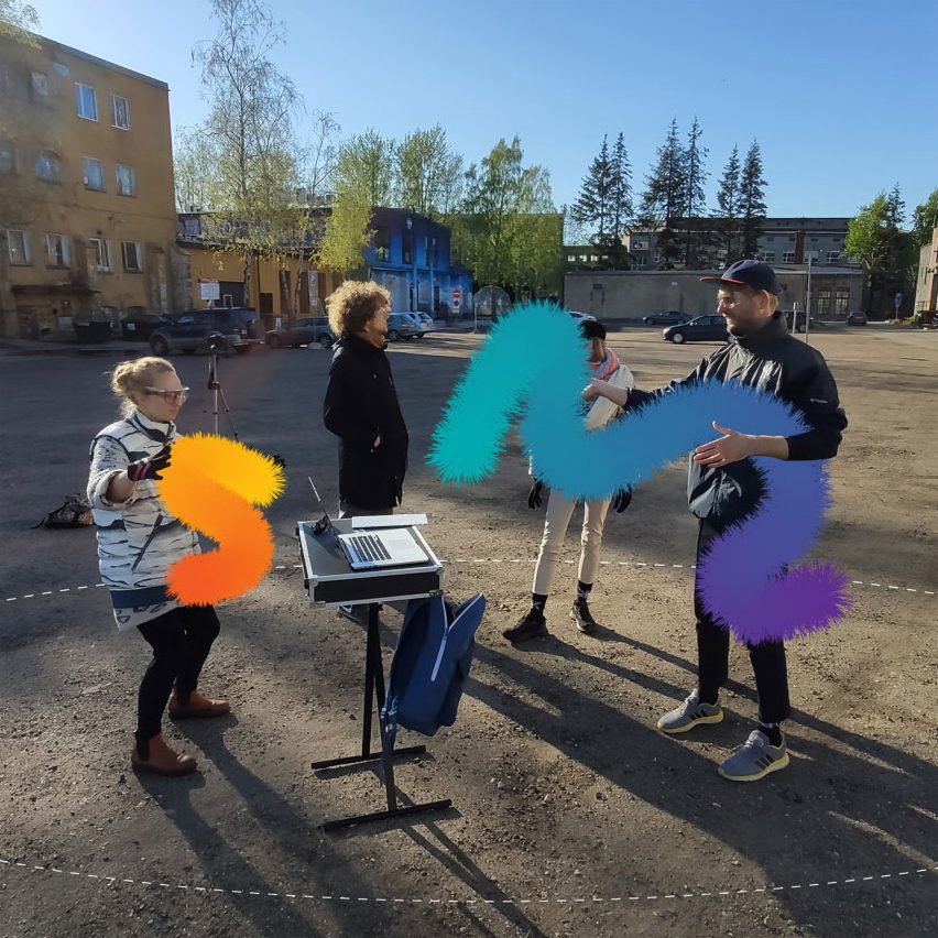 People playing musical instruments outside at the Estonian Academy of the Arts