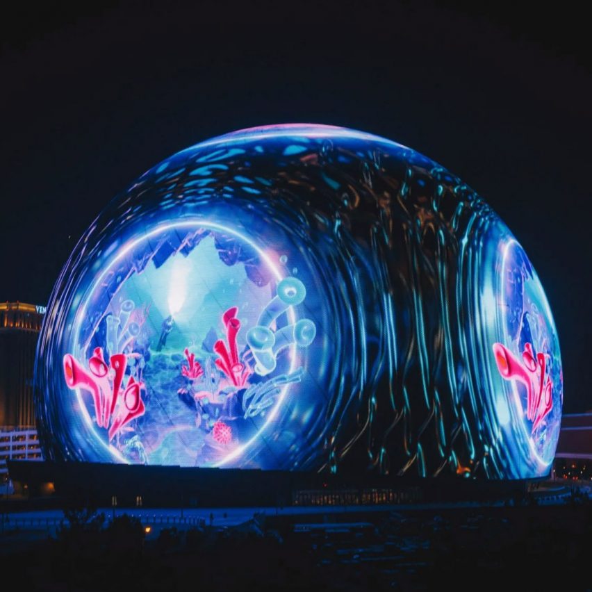 MSG Sphere Las Vegas lit up
