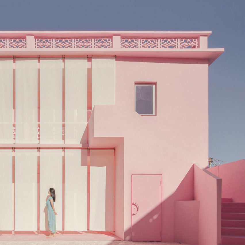 Pink building called His House and Her House, China, by Wutopia Lab