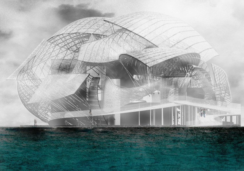 Visualisation of an architectural intervention by the Venetian Lagoon in Italy 