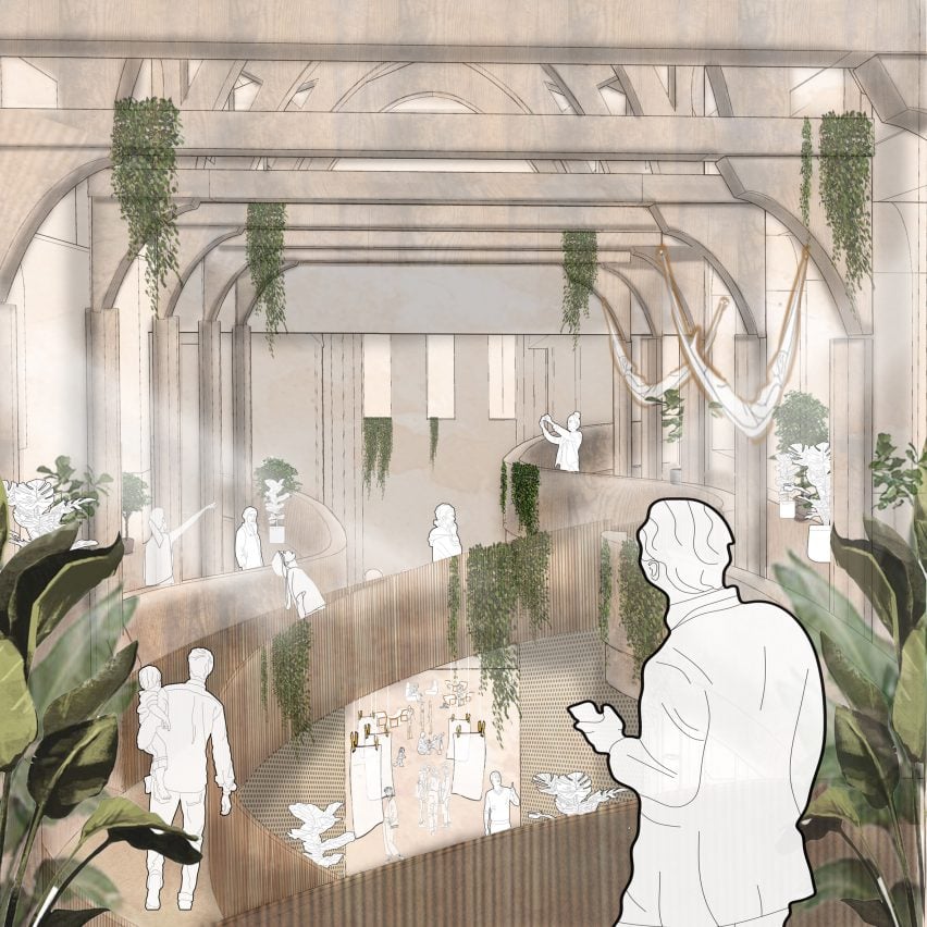 Visualisation of renovated St Mary's Church, England, interior