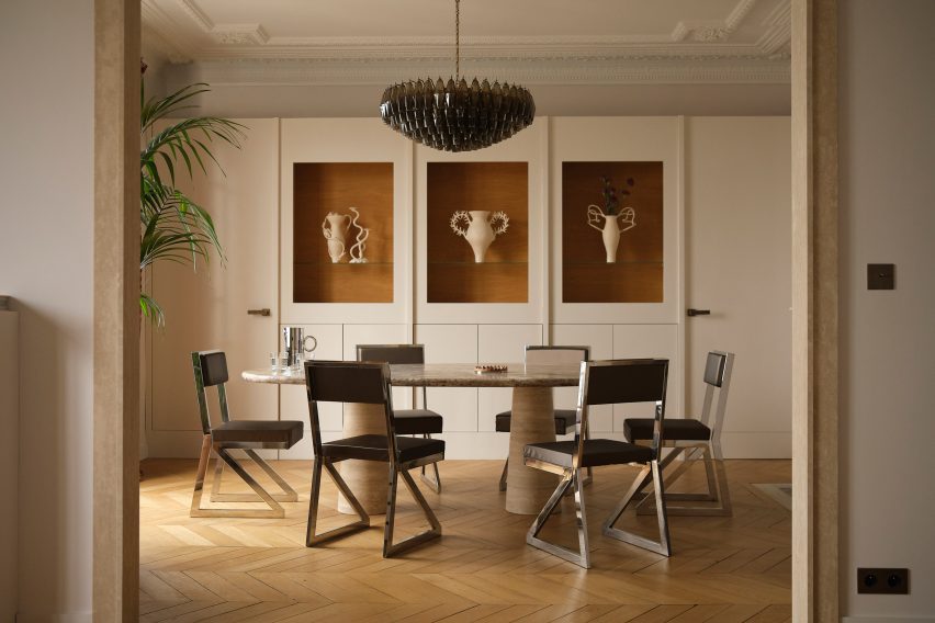 Dining room interior of Republique apartment by Hauvette & Madani