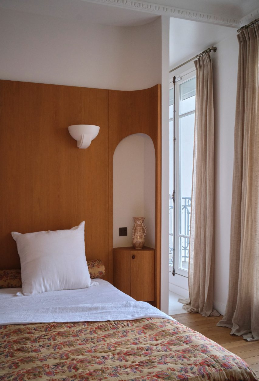 Bedroom interior of Republique apartment by Hauvette & Madani