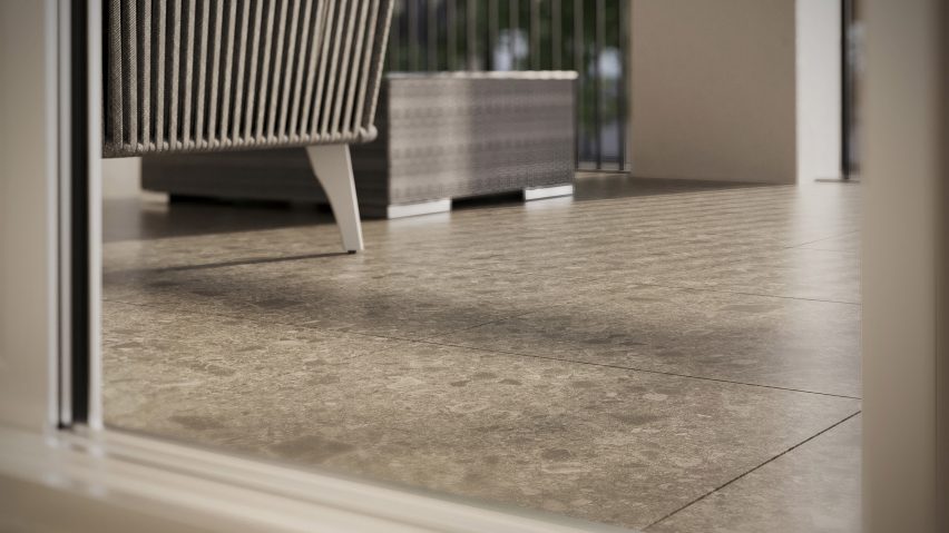 Grey tiles on terrace floor