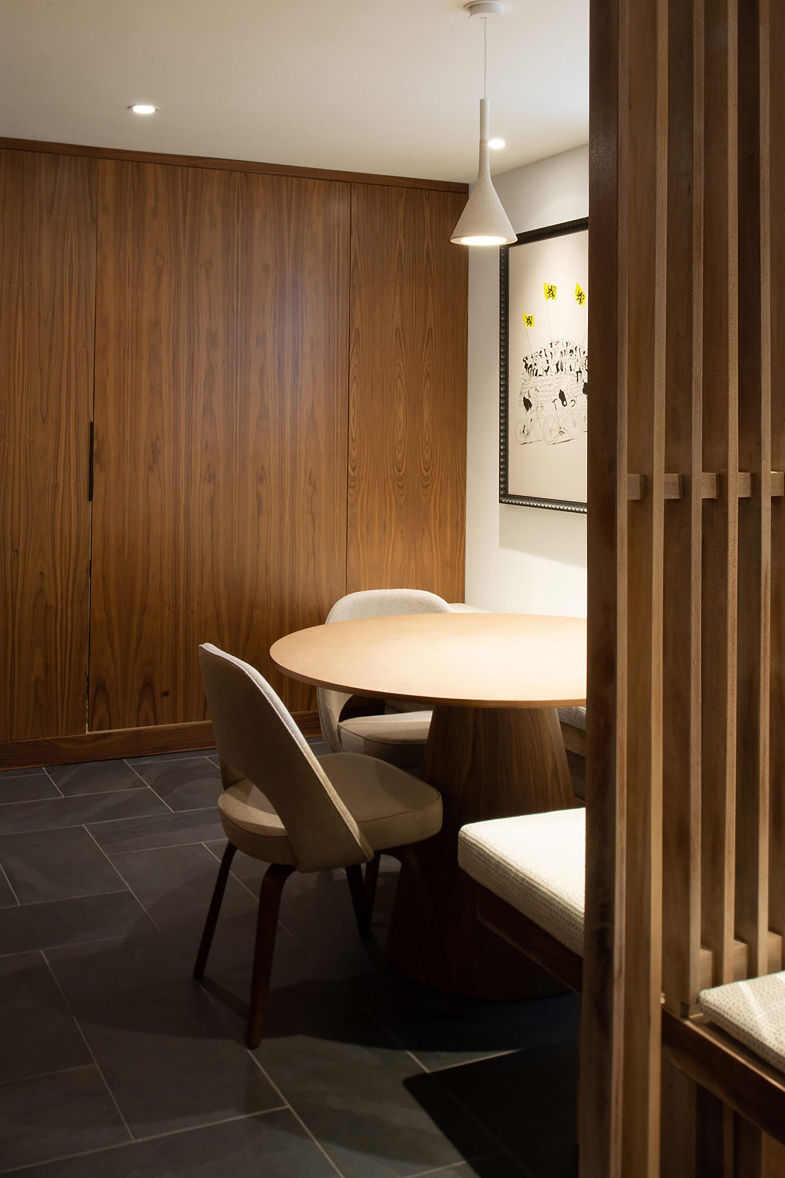 Wooden detail in dining nook