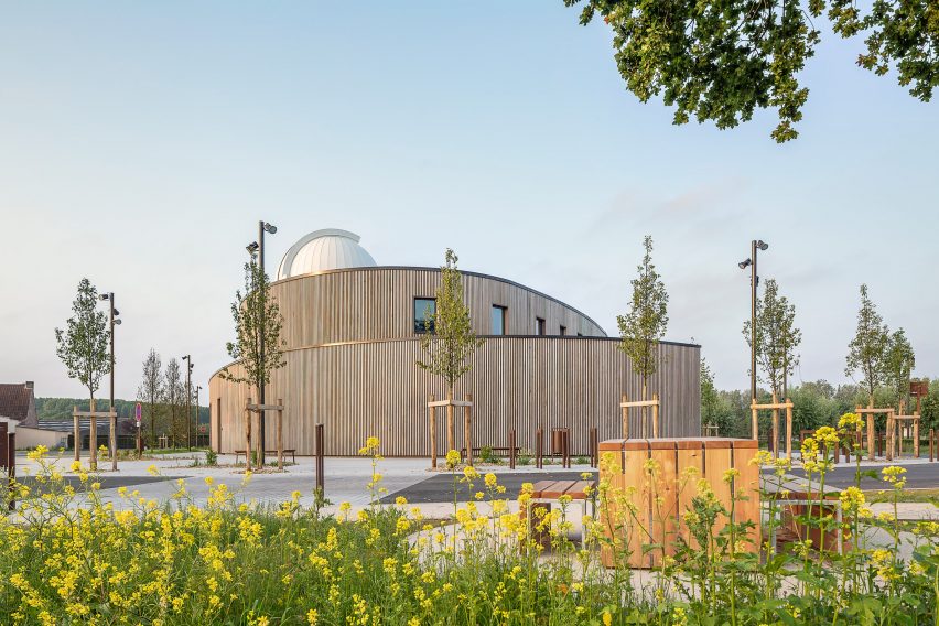 Planetarium with wooden walls