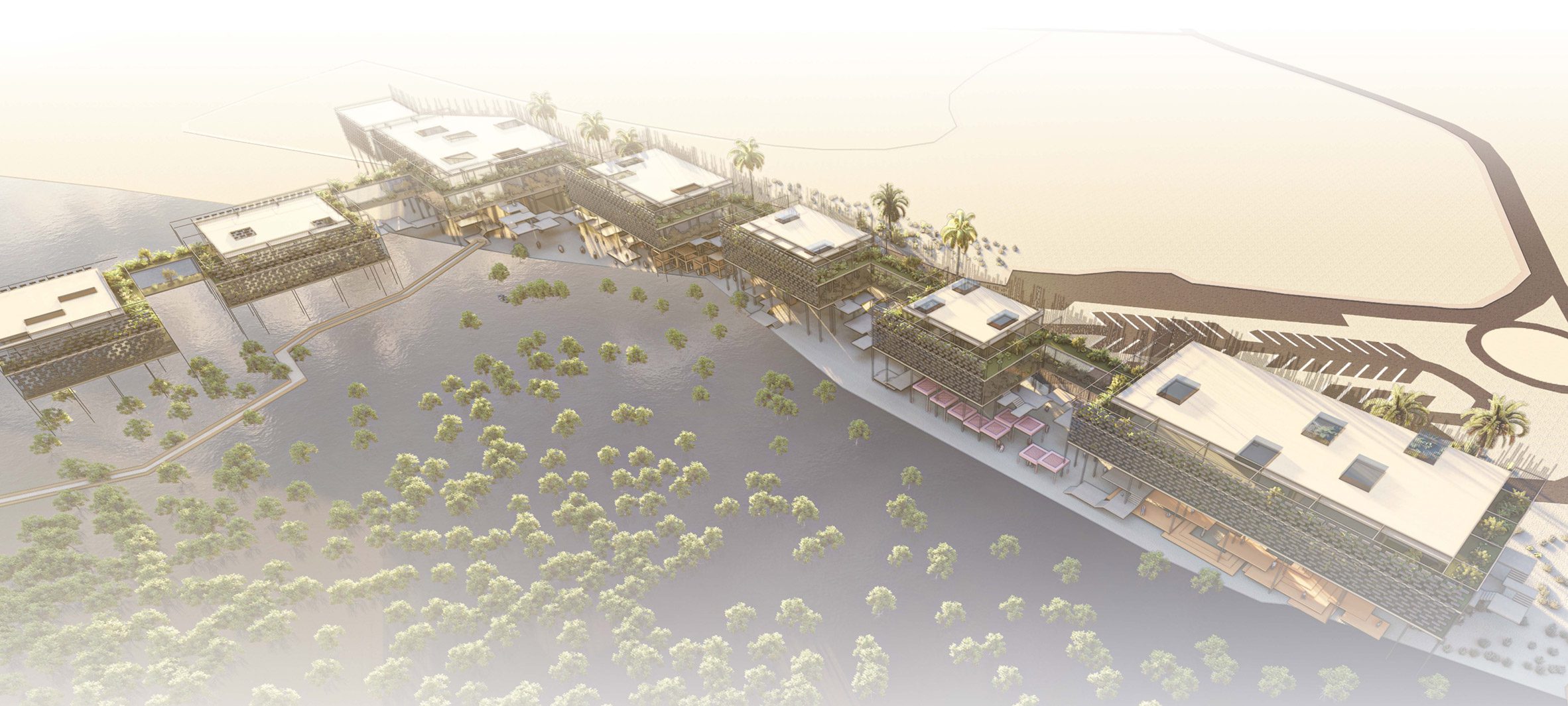 Visualisation of a multi-use centre situated between land and water