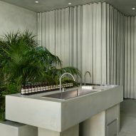 Odami creates textured minty interior for Aesop Palisades Village store