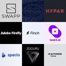 Collage of AI architecture and design tools