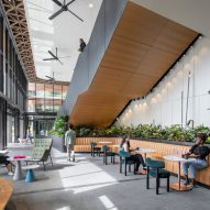 A seating area in Amazon lobby