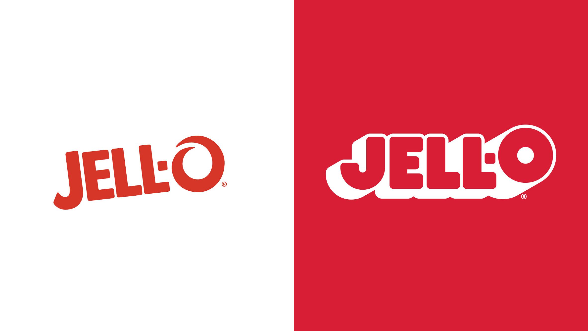 A comparison of old and new Jell-O logos