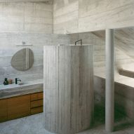 A shower in a concrete tube