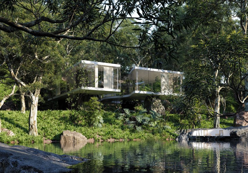 3D render of a modern building in the jungle by Charlotte Taylor