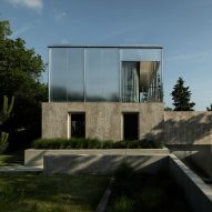Limestone plinth supports Hungarian holiday home by Kontextus Architecture Studio