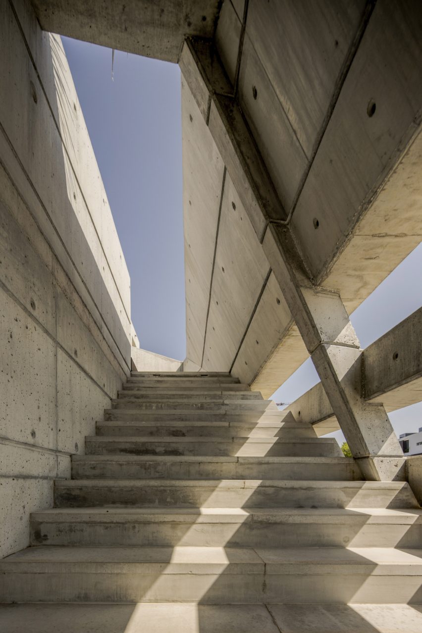 Photo of a concrete stairwell