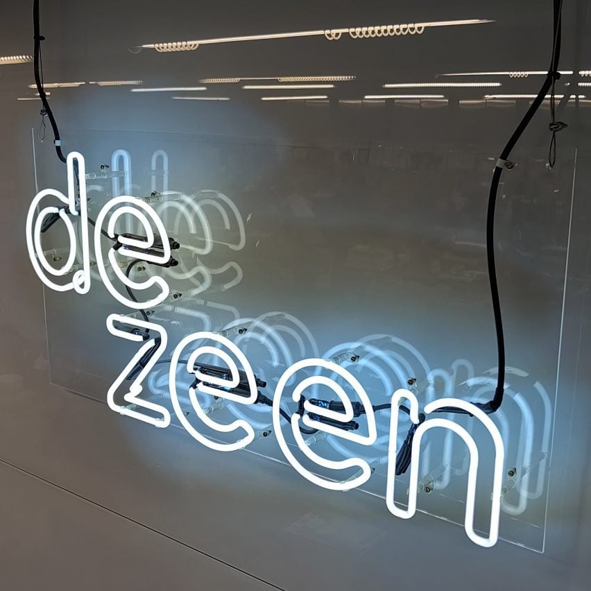 Neon sign in Dezeen office
