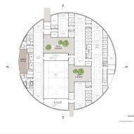 Upper floor plan of the Chicago Park District Headquarters by John Ronan Architects