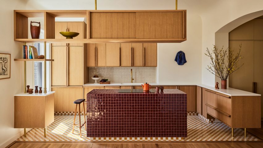 Tiled kitchen in East Village apartment
