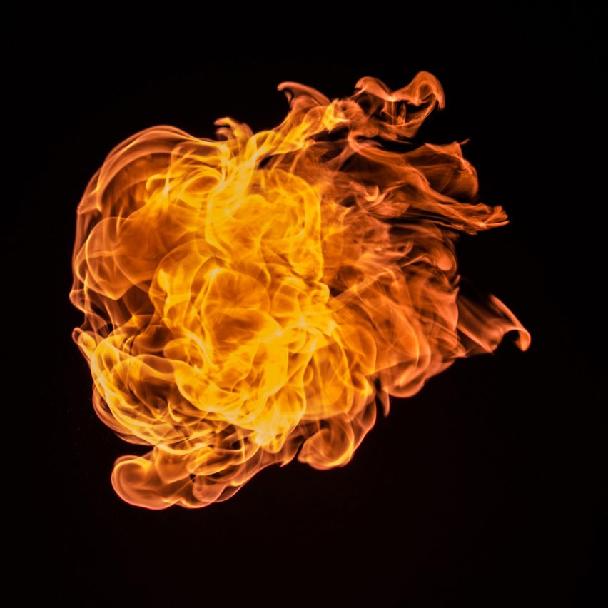 Flame with black background